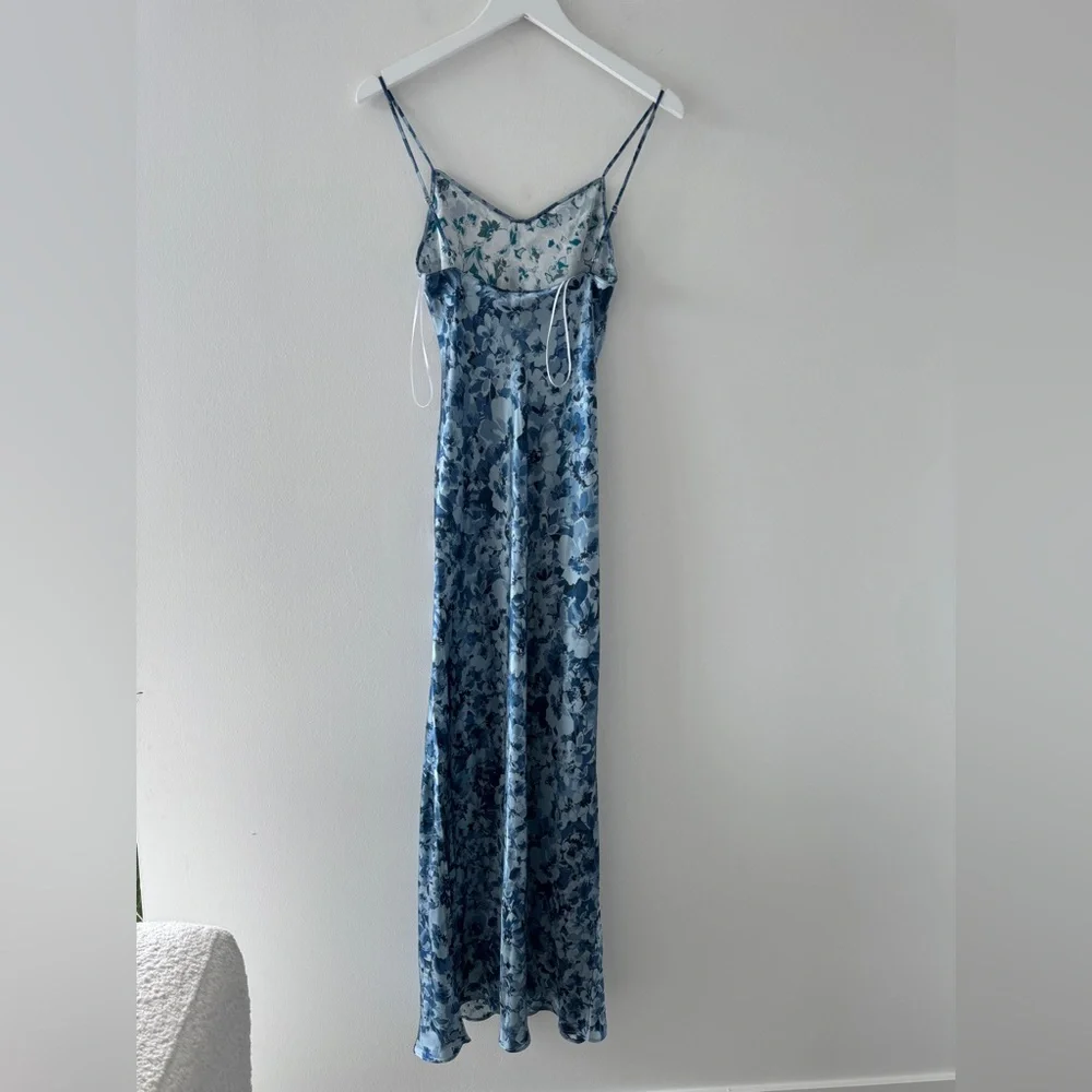 REFORMATION NWT Parma Floral Blue Silk Dress XS - Picture 6 of 8